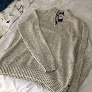 NWT Mens chaps quarter zip cream sweater size large